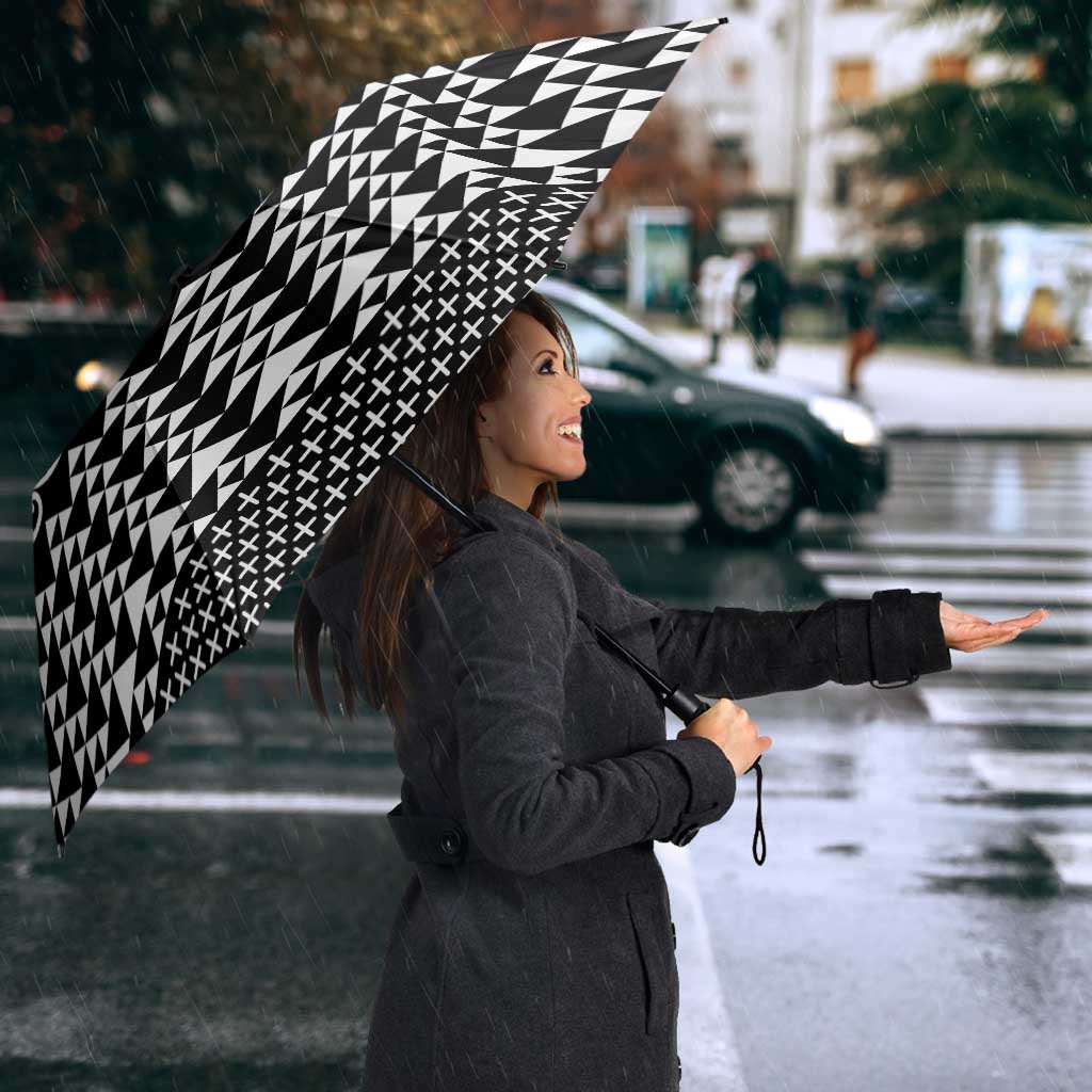 Black Taniko Kowhaiwhai Tukutuku Motif Umbrella LT9 - Polynesian Pride