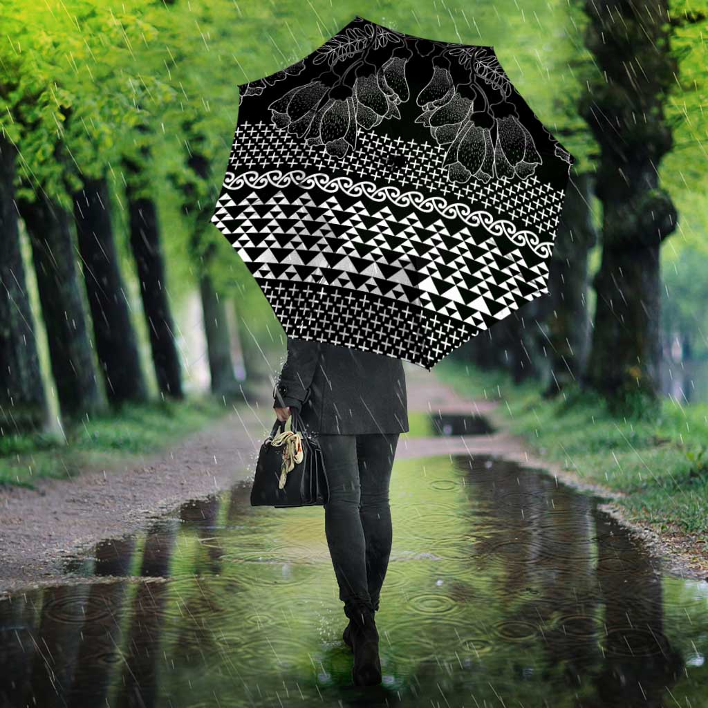 Black Taniko Kowhaiwhai Tukutuku Motif Umbrella LT9 - Polynesian Pride