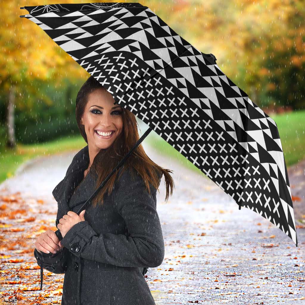 Black Taniko Kowhaiwhai Tukutuku Motif Umbrella LT9 - Polynesian Pride