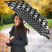 Black Taniko Kowhaiwhai Tukutuku Motif Umbrella LT9 - Polynesian Pride