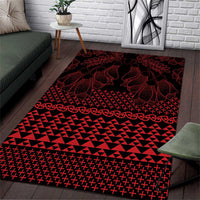 Red Taniko Kowhaiwhai Tukutuku Motif Area Rug LT9 Red - Polynesian Pride