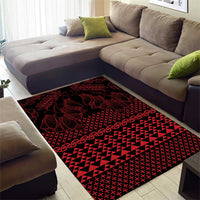 Red Taniko Kowhaiwhai Tukutuku Motif Area Rug LT9 - Polynesian Pride