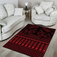 Red Taniko Kowhaiwhai Tukutuku Motif Area Rug LT9 - Polynesian Pride