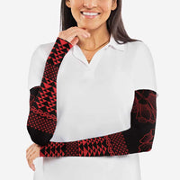 Red Taniko Kowhaiwhai Tukutuku Motif Arm Sleeves LT9 - Polynesian Pride