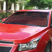 Red Taniko Kowhaiwhai Tukutuku Motif Auto Sun Shade LT9 - Polynesian Pride