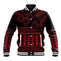 Red Taniko Kowhaiwhai Tukutuku Motif Baseball Jacket LT9 Unisex Red - Polynesian Pride