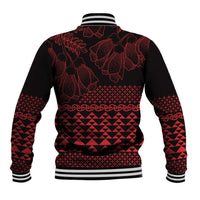 Red Taniko Kowhaiwhai Tukutuku Motif Baseball Jacket LT9 - Polynesian Pride