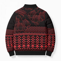 Red Taniko Kowhaiwhai Tukutuku Motif Bomber Puffer Jacket LT9 - Polynesian Pride