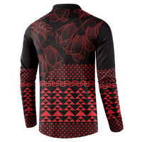 Red Taniko Kowhaiwhai Tukutuku Motif Button Sweatshirt LT9 - Polynesian Pride