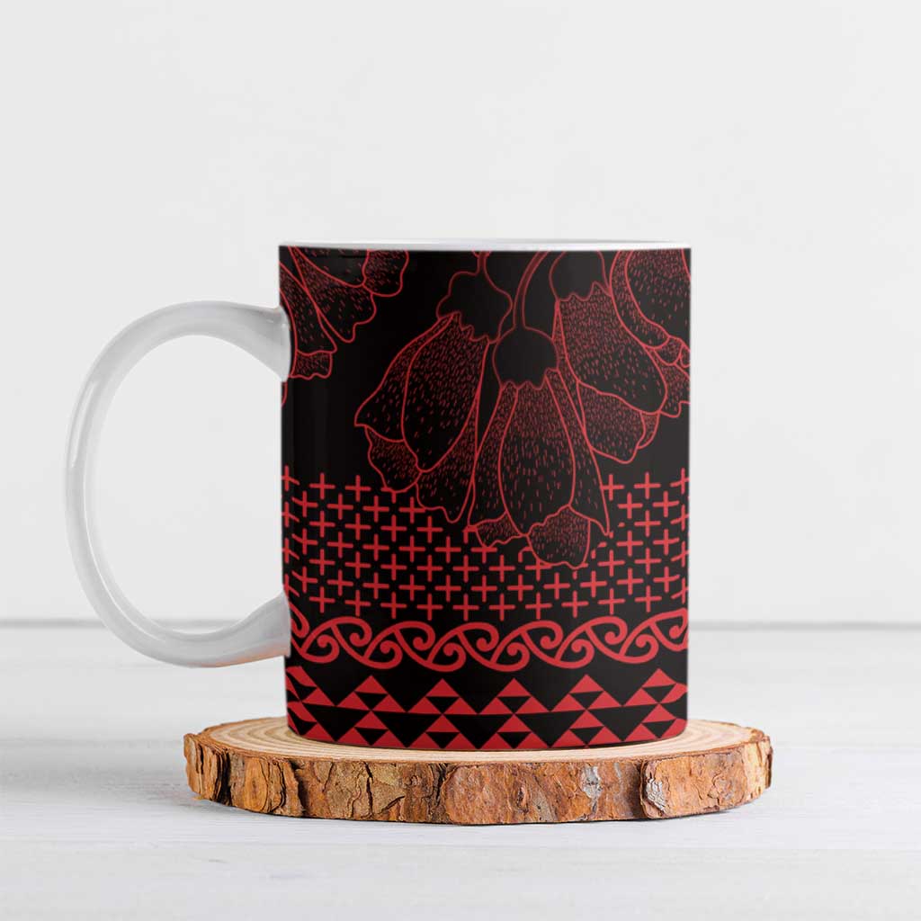 Red Taniko Kowhaiwhai Tukutuku Motif Ceramic Mug LT9 Red - Polynesian Pride