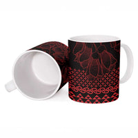 Red Taniko Kowhaiwhai Tukutuku Motif Ceramic Mug LT9 - Polynesian Pride