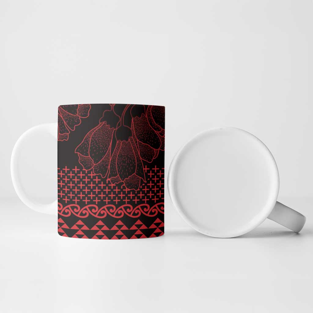 Red Taniko Kowhaiwhai Tukutuku Motif Ceramic Mug LT9 - Polynesian Pride