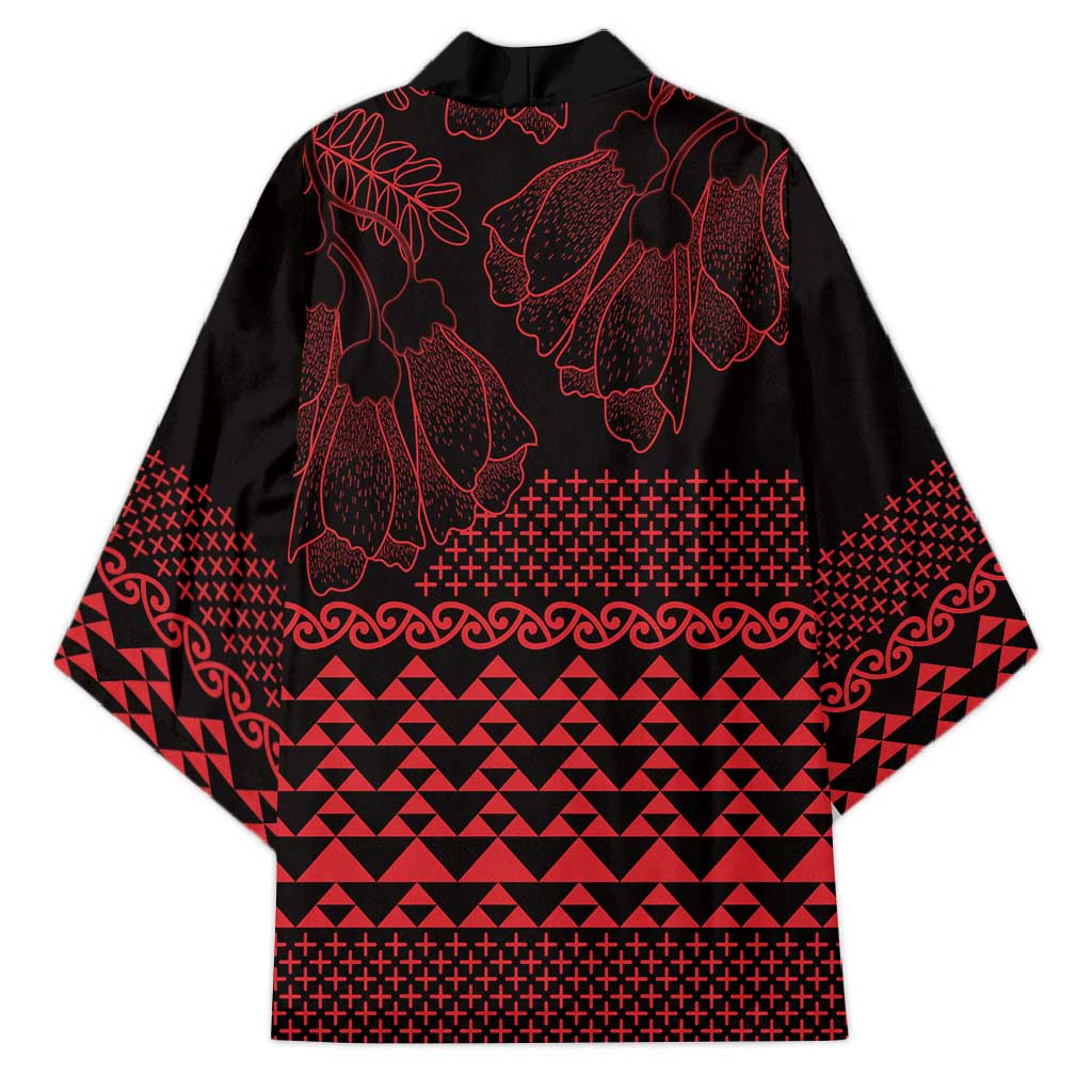 Red Taniko Kowhaiwhai Tukutuku Motif Kimono LT9 - Polynesian Pride