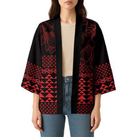 Red Taniko Kowhaiwhai Tukutuku Motif Kimono LT9 - Polynesian Pride