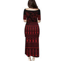 Red Taniko Kowhaiwhai Tukutuku Motif Puletasi LT9 - Polynesian Pride