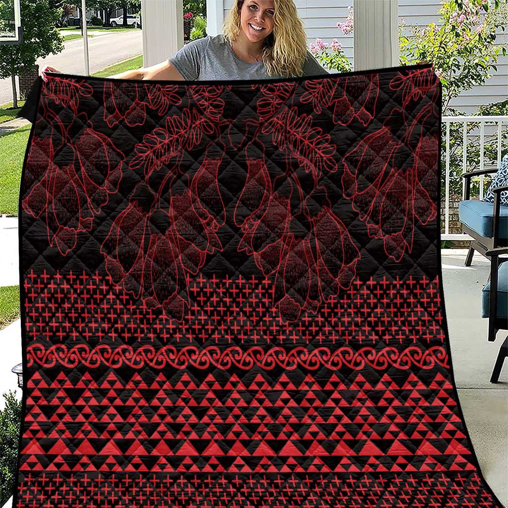 Red Taniko Kowhaiwhai Tukutuku Motif Quilt LT9 Red - Polynesian Pride