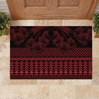 Red Taniko Kowhaiwhai Tukutuku Motif Rubber Doormat LT9 Red - Polynesian Pride