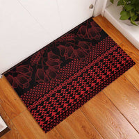 Red Taniko Kowhaiwhai Tukutuku Motif Rubber Doormat LT9 - Polynesian Pride