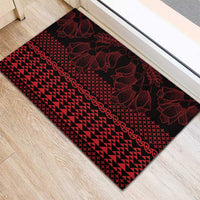 Red Taniko Kowhaiwhai Tukutuku Motif Rubber Doormat LT9 - Polynesian Pride