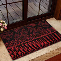 Red Taniko Kowhaiwhai Tukutuku Motif Rubber Doormat LT9 - Polynesian Pride