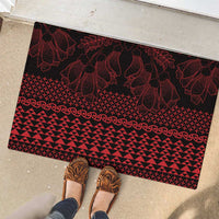 Red Taniko Kowhaiwhai Tukutuku Motif Rubber Doormat LT9 - Polynesian Pride