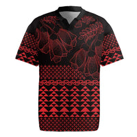 Red Taniko Kowhaiwhai Tukutuku Motif Rugby Jersey LT9 Red - Polynesian Pride