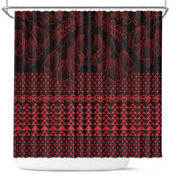 Red Taniko Kowhaiwhai Tukutuku Motif Shower Curtain LT9 Red - Polynesian Pride