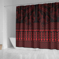 Red Taniko Kowhaiwhai Tukutuku Motif Shower Curtain LT9 - Polynesian Pride