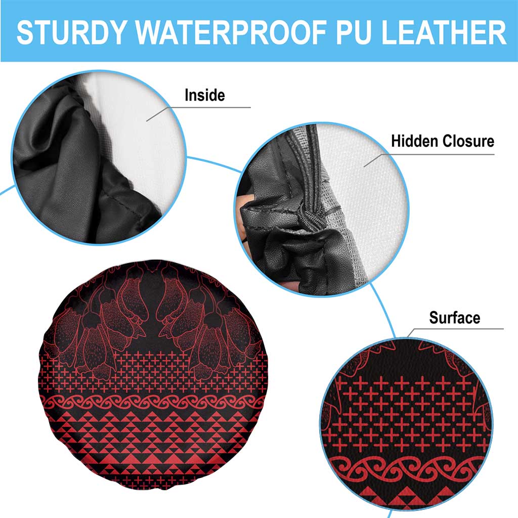 Red Taniko Kowhaiwhai Tukutuku Motif Spare Tire Cover LT9 - Polynesian Pride