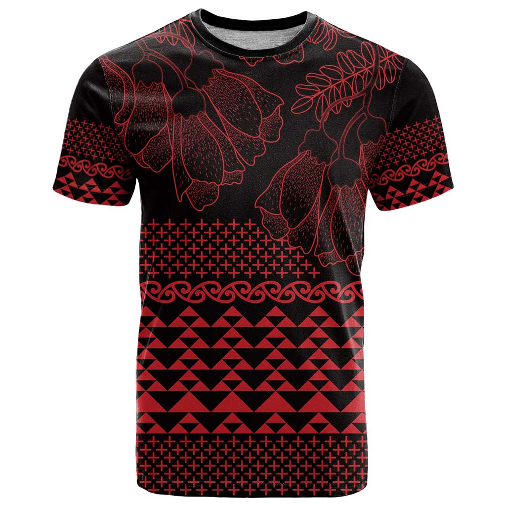 Red Taniko Kowhaiwhai Tukutuku Motif T Shirt LT9 Red - Polynesian Pride