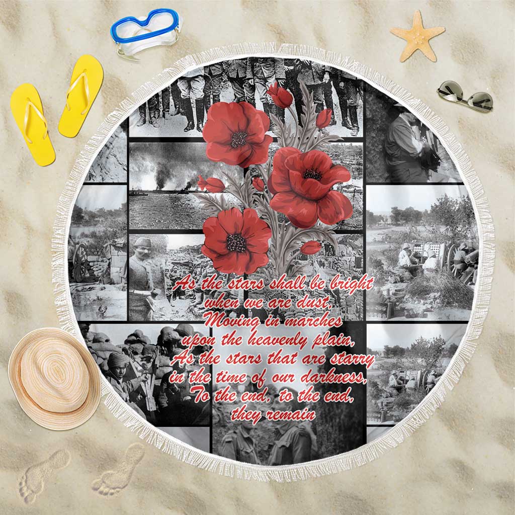 ANZAC Day Gallipoli Campaign Beach Blanket To The End They Remain LT9 One Size 150cm Black - Polynesian Pride