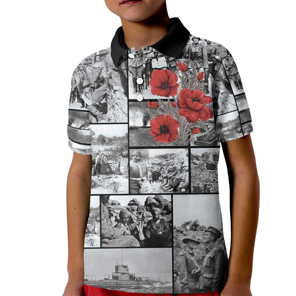 ANZAC Day Gallipoli Campaign Kid Polo Shirt To The End They Remain LT9 Kid Black - Polynesian Pride