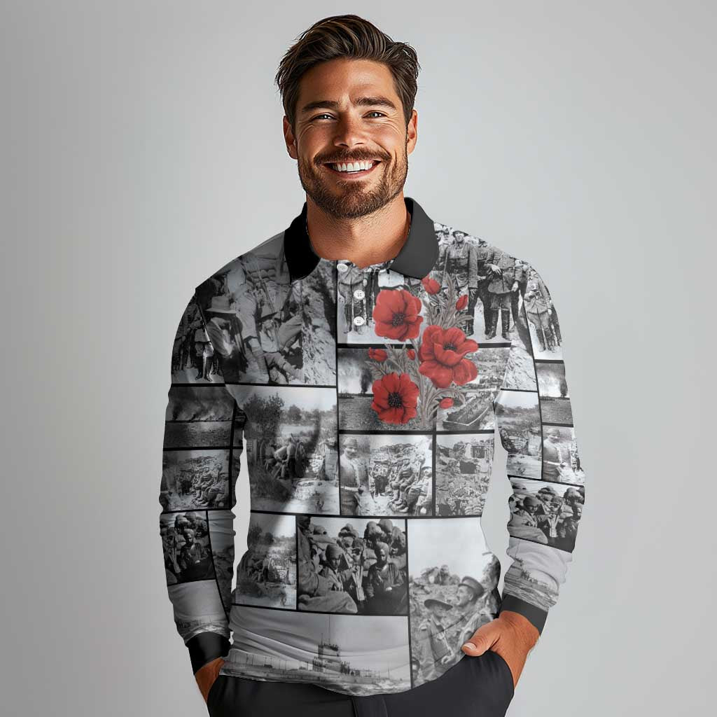 ANZAC Day Gallipoli Campaign Long Sleeve Polo Shirt To The End They Remain LT9 - Polynesian Pride