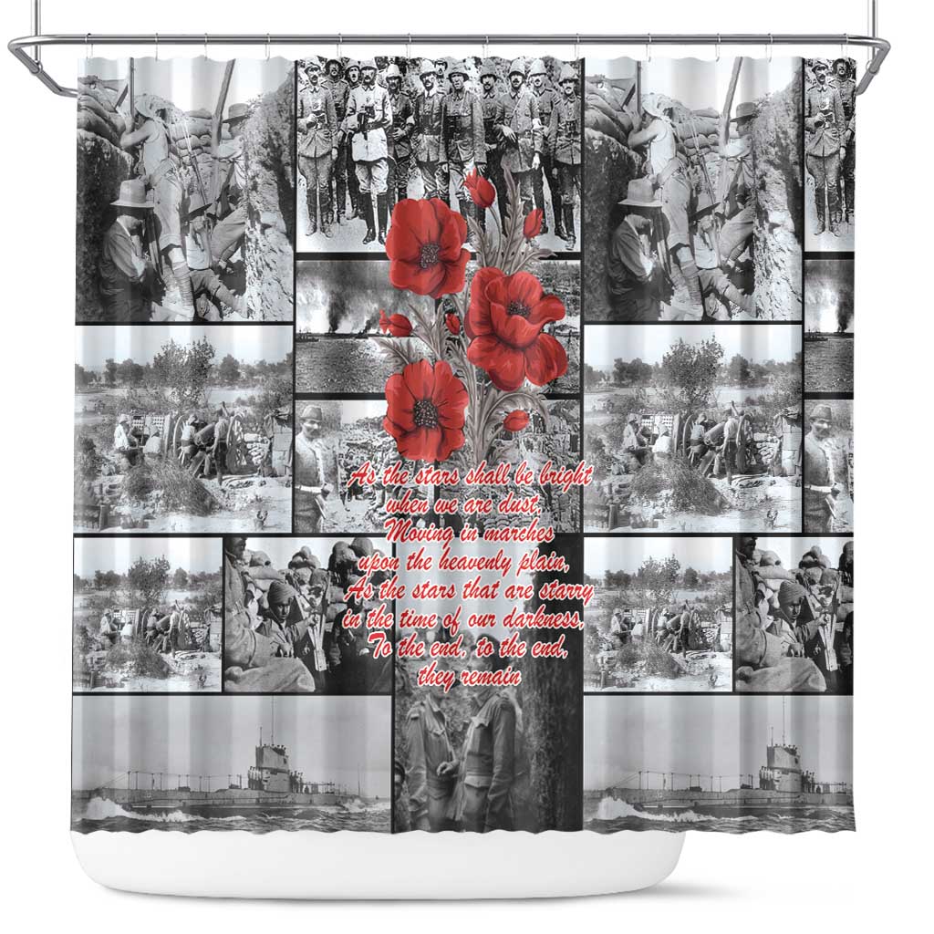 ANZAC Day Gallipoli Campaign Shower Curtain To The End They Remain LT9 Black - Polynesian Pride