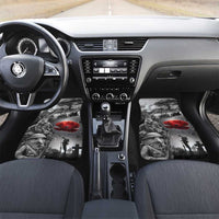 Black ANZAC Day The Battle of Lone Pine Car Mats Kiwi-Kangaroo Soldier Lest We Forget LT9 Set 2pcs - Front Black - Polynesian Pride