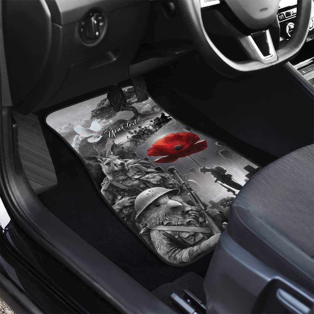Black ANZAC Day The Battle of Lone Pine Car Mats Kiwi-Kangaroo Soldier Lest We Forget LT9 - Polynesian Pride