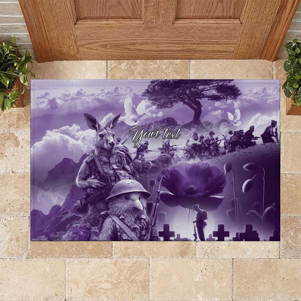 Purple ANZAC Day The Battle of Lone Pine Rubber Doormat Kiwi-Kangaroo Soldier Lest We Forget LT9 Purple - Polynesian Pride