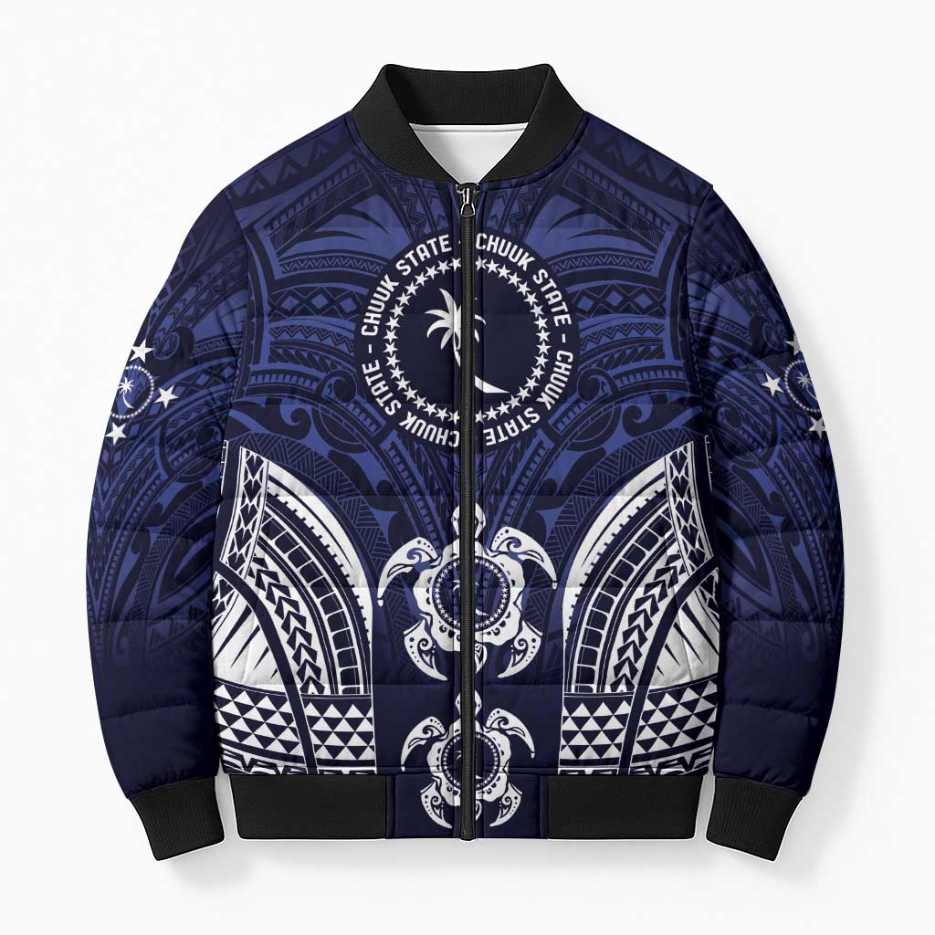 FSM Chuuk States Bomber Puffer Jacket Micronesia Six 9 One Polynesian Tribal Pattern LT9 Unisex Blue - Polynesian Pride
