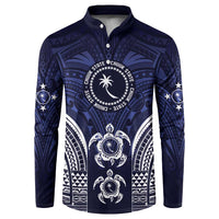 FSM Chuuk States Button Sweatshirt Micronesia Six 9 One Polynesian Tribal Pattern LT9 Blue - Polynesian Pride