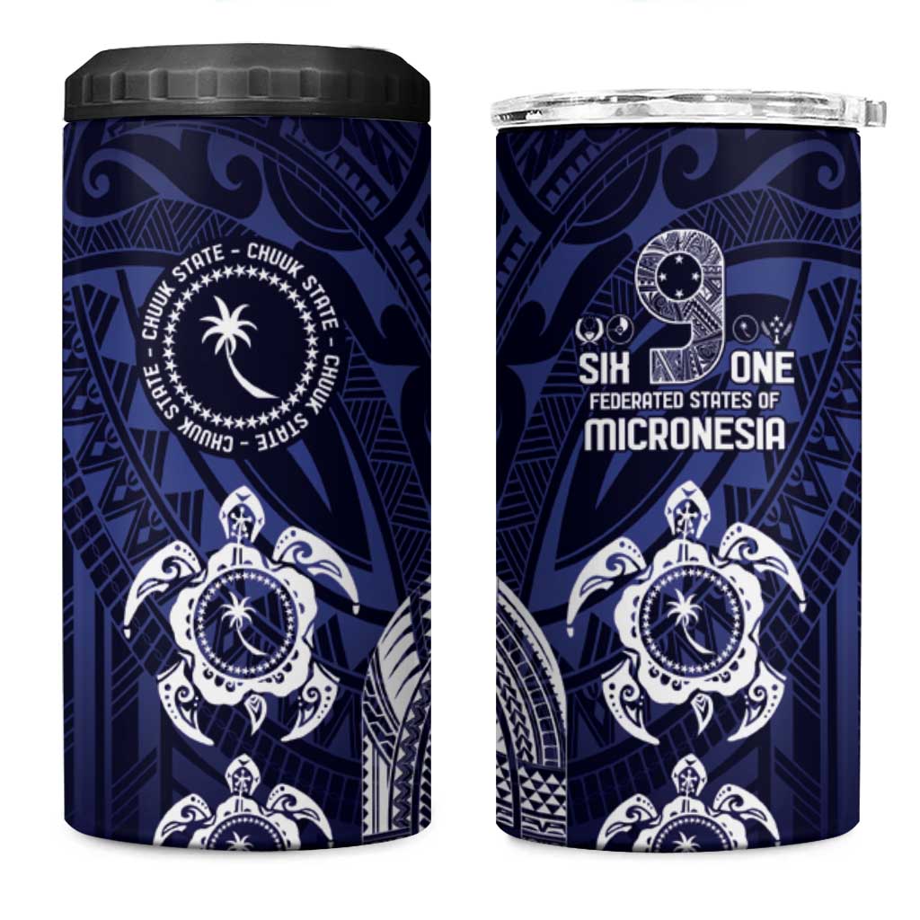 FSM Chuuk States 4 in 1 Can Cooler Tumbler Micronesia Six 9 One Polynesian Tribal Pattern LT9 One Size: 16 oz Blue - Polynesian Pride