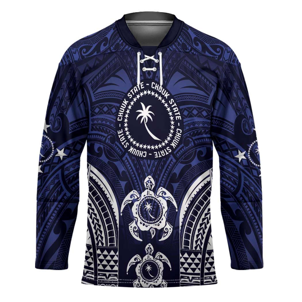 FSM Chuuk States Hockey Jersey Micronesia Six 9 One Polynesian Tribal Pattern LT9 Unisex Blue - Polynesian Pride