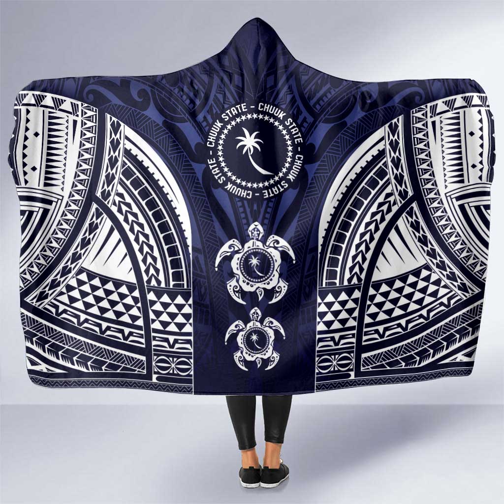 FSM Chuuk States Hooded Blanket Micronesia Six 9 One Polynesian Tribal Pattern LT9 One Size Blue - Polynesian Pride