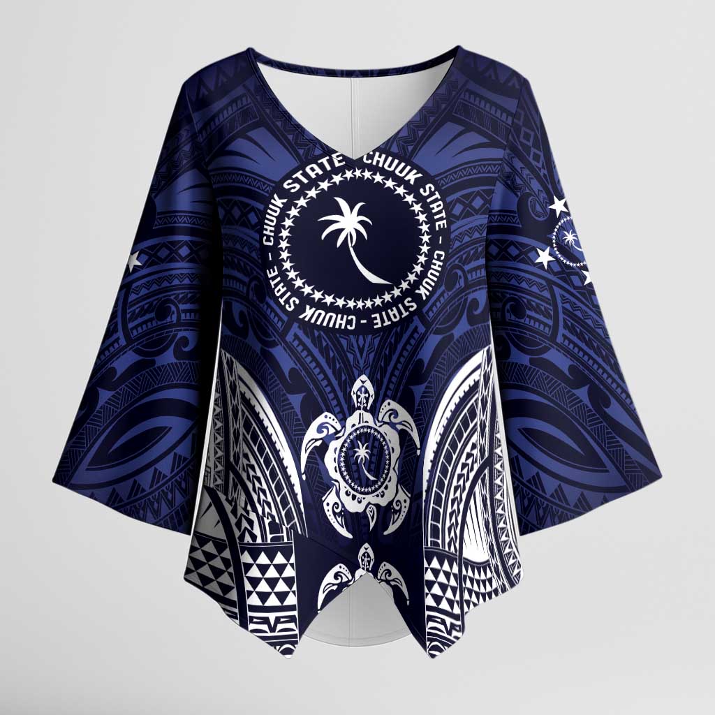 FSM Chuuk States Kimono Sleeve Blouse Micronesia Six 9 One Polynesian Tribal Pattern LT9 Female Blue - Polynesian Pride
