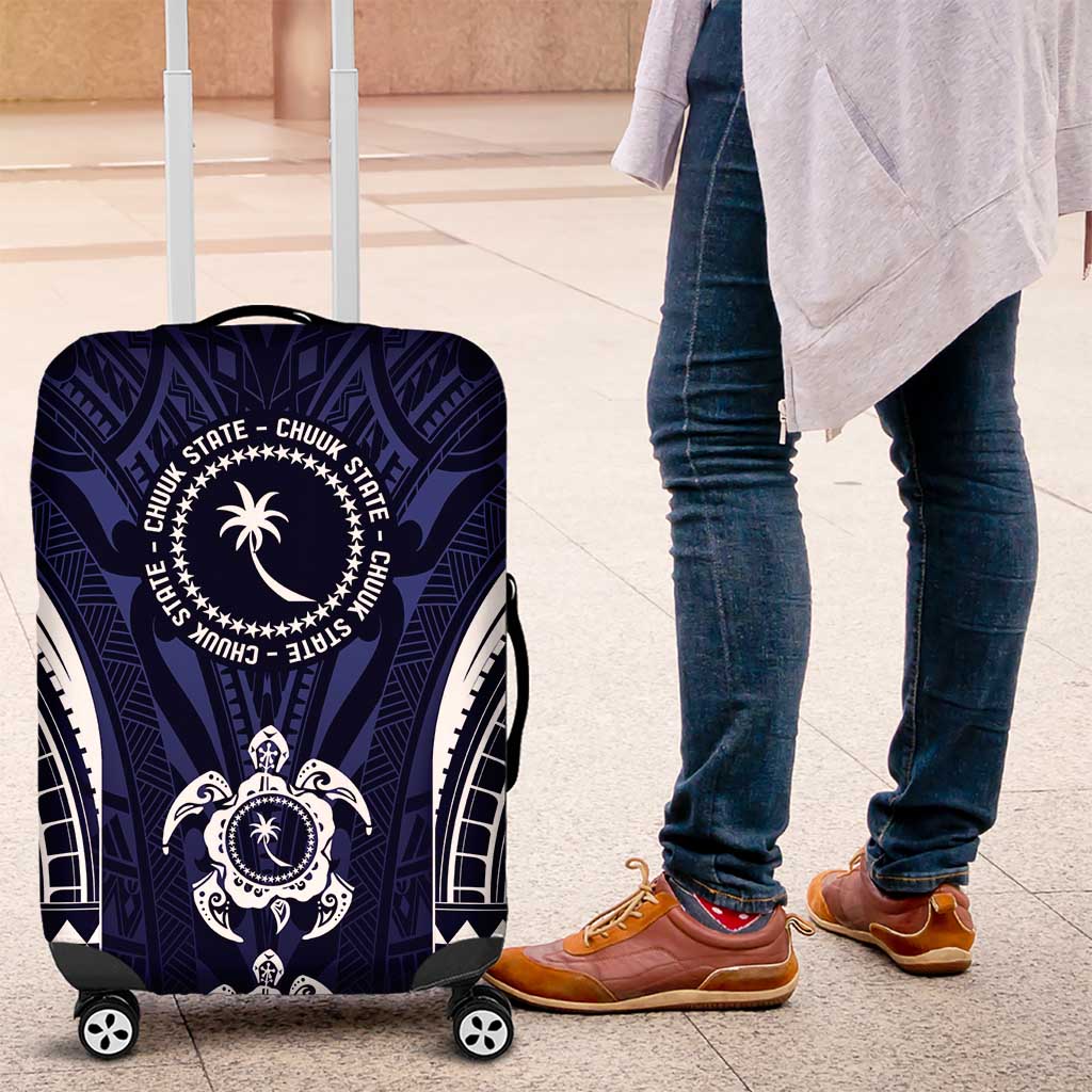 FSM Chuuk States Luggage Cover Micronesia Six 9 One Polynesian Tribal Pattern LT9 Blue - Polynesian Pride
