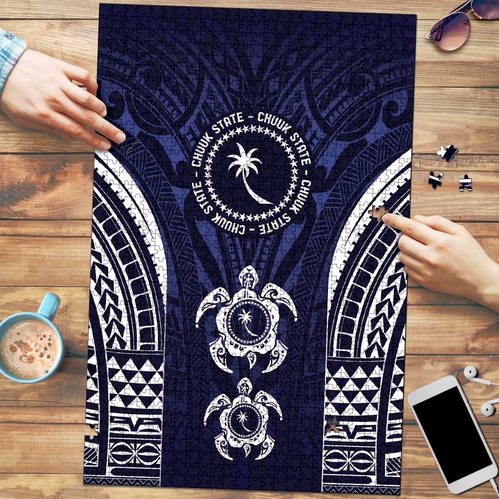 FSM Chuuk States Puzzle Micronesia Six 9 One Polynesian Tribal Pattern LT9 Blue - Polynesian Pride