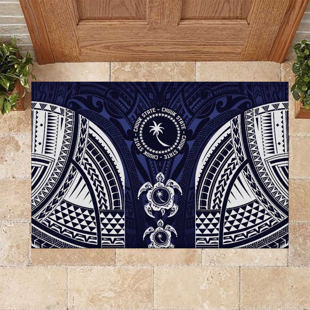 FSM Chuuk States Rubber Doormat Micronesia Six 9 One Polynesian Tribal Pattern LT9 Blue - Polynesian Pride