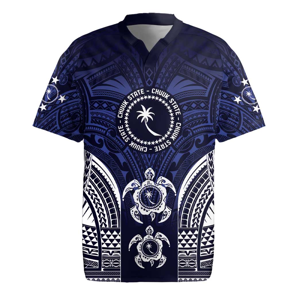 FSM Chuuk States Rugby Jersey Micronesia Six 9 One Polynesian Tribal Pattern LT9 Blue - Polynesian Pride