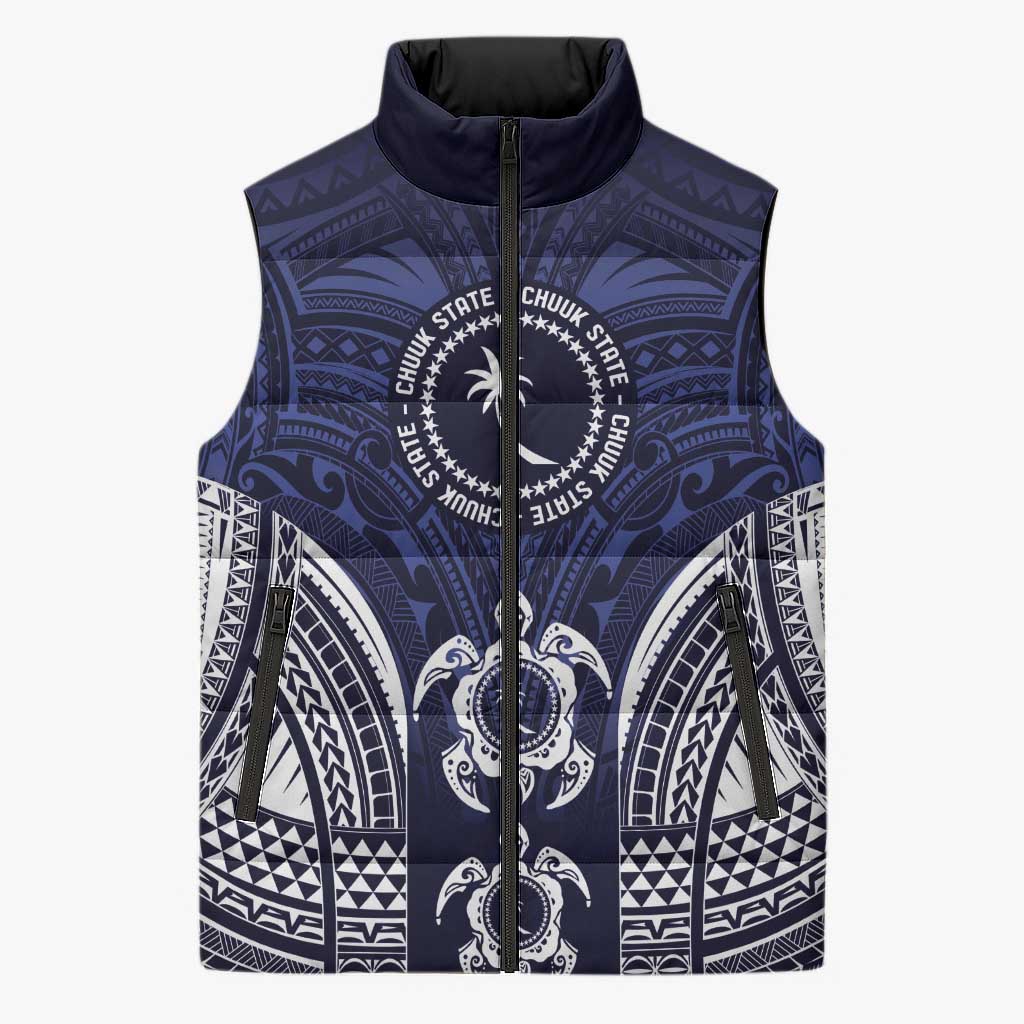 FSM Chuuk States Sleeveless Puffer Jacket Micronesia Six 9 One Polynesian Tribal Pattern LT9 Unisex Blue - Polynesian Pride