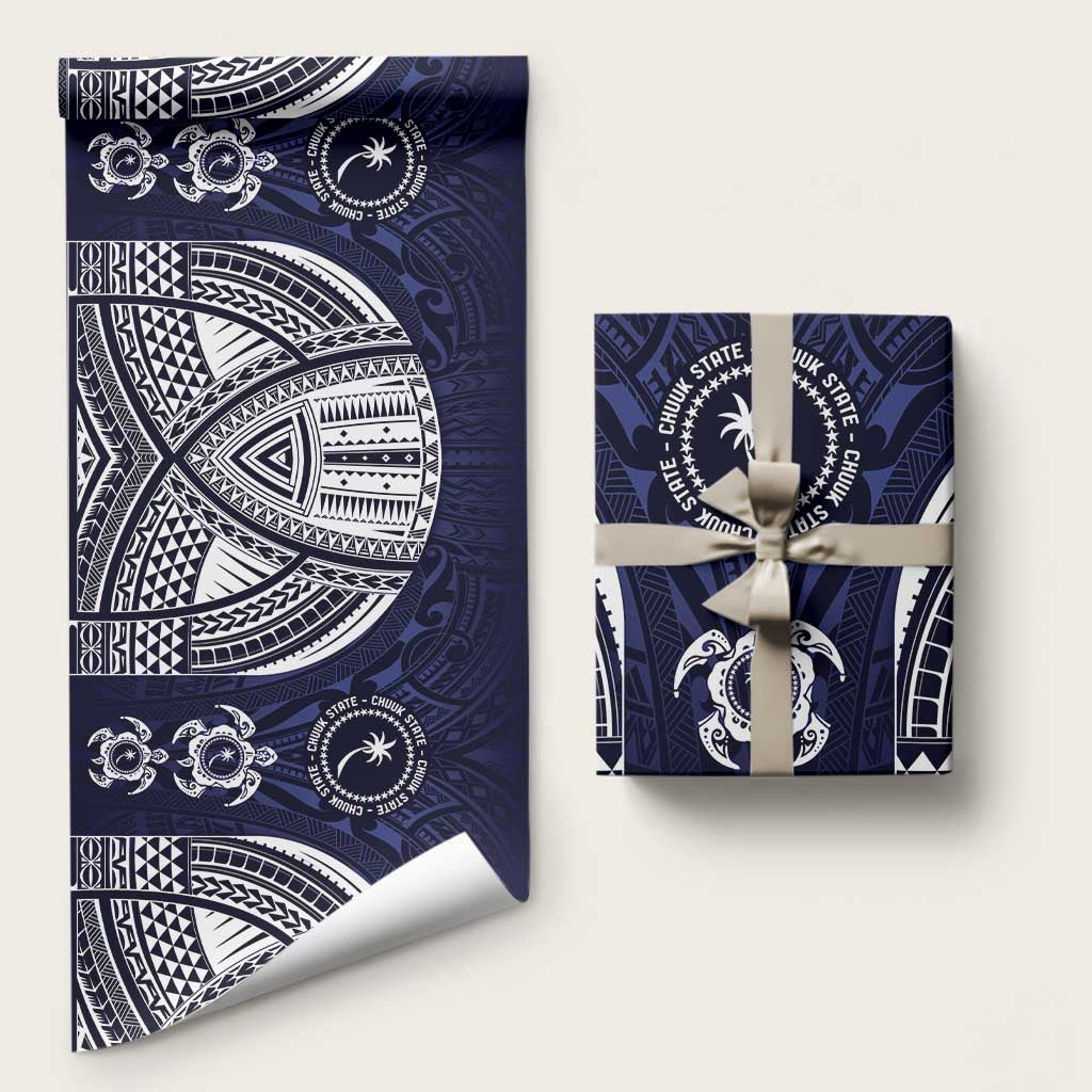 FSM Chuuk States Wrapping Paper Micronesia Six 9 One Polynesian Tribal Pattern LT9 58" × 23" Blue - Polynesian Pride