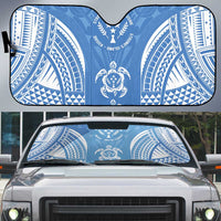 FSM Kosrae States Auto Sun Shade Micronesia Six 9 One Polynesian Tribal Pattern LT9 Blue - Polynesian Pride